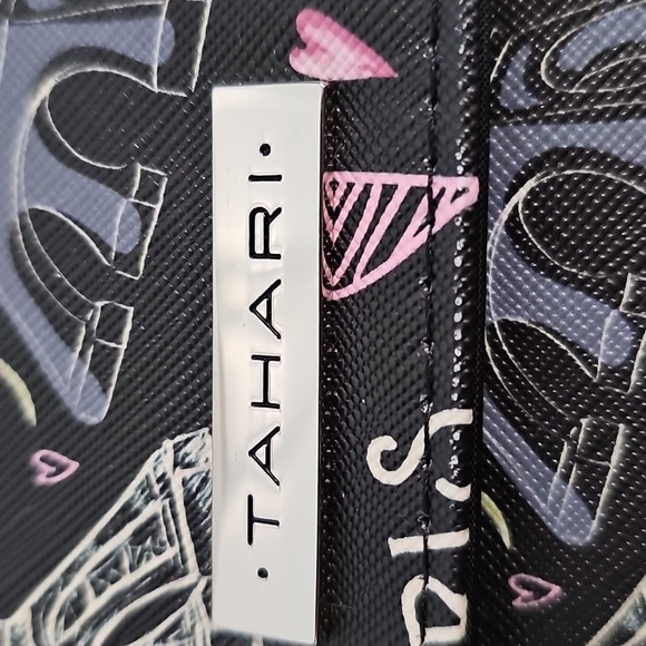 TAHARI RFID WALLET, Black, Floral Paris Patterned, Vegan Leather NWT - Picture 3 of 9